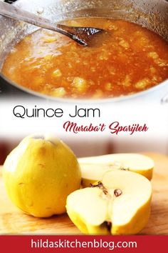 Found only in Fall, quince are a beautifully fragrant fruit. Quince are better when cooked, and their flavor is intensified in this tasty quince jam. #quince #quincejam #quincepreserves #hilldaskitchenblog Fruit Paste Recipe, Quince Jam Recipe, Quince Jam, Fruit Jam Recipes, Quince Fruit, Persimmon Recipes, Preserving Recipes