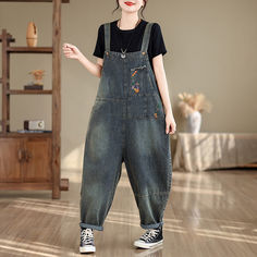 The Call Me Crazy Women's Denim High Waist Overall Dungarees are a stylish and fashionable piece of clothing designed for women. These overalls are made from high-quality denim material. ensuring they are durable and comfortable to wear. The denim fabric is a classic blue color. which gives the overalls a timeless and versatile look that can be paired with a variety of tops and accessories.One of the standout features of these overalls is the high waist design. which accentuates the waistline an Baggy Denim Blue Jeans Overall, Non-stretch Cotton Overalls Jeans, Non-stretch Dark Wash Cotton Overalls, Non-stretch Cotton Overall Jeans, Non-stretch Cotton Overalls In Dark Wash, Denim Material, Colored Denim, Dungarees, Classic Blue