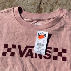 Pink Nwt Ss Tshirt Rust Vans Logo Vans Women’s Sz S Vans Crew Neck T-shirt For Spring, Vans Relaxed Fit Graphic Tee, Vans Letter Print T-shirt For Summer, Vans Summer Graphic Tee Tops, Vans Graphic Tee For Summer, Vans Graphic Tee Tops For Summer, Casual Vans Tops With Screen Print, Vans Casual Short Sleeve Tops, Casual Short Sleeve Vans Tops