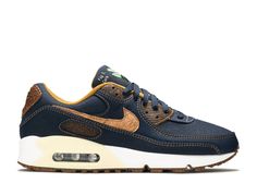 Air Max 90 'Cork Obsidian' - Nike - DD0385 400 - obsidian/wheat/coconut milk/white | Flight Club Obsidian Nike, Jordan 4 Red, Brooklyn Style, Air Max Day, Flight Club, Jordan 13 Retro, Fresh Shoes, Soft Shoes, Air Max Plus