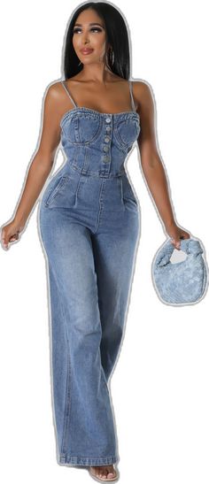 Fitted Denim Jumpsuit With Pockets, Sleeveless Denim Jumpsuits And Rompers With Button Closure, Fitted Denim Jumpsuit Overalls With Pockets, Fitted High Waist Jumpsuits And Rompers With Pockets, High Rise Fitted Jumpsuit With Pockets, High Rise Fitted Jumpsuits And Rompers With Pockets, Trendy Sleeveless Denim Jumpsuit With Pockets, Sleeveless Denim Jumpsuit With Buttons, Fitted Denim Blue Jumpsuit With Pockets