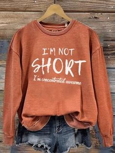 Women's Halloween Round Neck Long Sleeve Sweatshirt Non-stretch Cotton Casual T-shirt, Oversized Orange Tops With Letter Print, Casual Slogan Top With Comfortable Fit, Relaxed Fit Orange Top With Letter Print, Oversized Orange Top With Letter Print, Orange Relaxed Fit Top With Letter Print, Orange Top With Letter Print And Relaxed Fit, Comfortable Fit Long Sleeve Tops With Letter Print, Comfortable Fit Letter Print Long Sleeve Tops