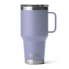 the yeti travel mug is shown in lavender