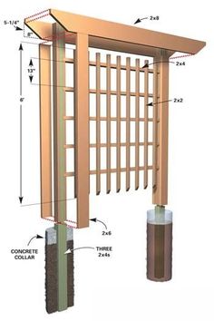 an image of a pergolated structure with measurements