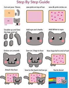 how to make an adorable cat with pink polka dots on it's face and eyes