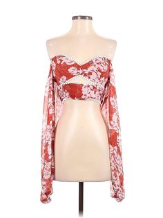 Assorted Brands Long Sleeve Blouse Size: Small Tops - used. 100% POLYESTER | Long Sleeve Blouse: Red Tops - Size Small Red Off-shoulder Blouse For Spring, Red Tops, Red Long Sleeve, Red Top, Small Tops, Sleeve Blouse, Long Sleeve Tops, Women Handbags, Long Sleeve Blouse