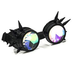 PRICES MAY VARY. ✔︎Dystopian rave society glasses steampunk welders goggles by UMBRELLALABORATORY in the USA: These cyber goth punk black spiked goggles are an excellent addition to any cosplay, LARP, costume, rave, or convention outfit ✔︎Impeccable detail: The 3D Crystal Rainbow Kaleidoscope Psychedelic lenses, black cyber pastel goth punk goggles with spikes will keep you stylishly well-equipped. When strobe lights will touch the lenses, they will create amazing kaleidoscope of colors. ✔︎Custo Diffraction Glasses, Convention Outfits, Rave Glasses, Edm Music Festivals, Kaleidoscope Glasses, Rave Mask, Unique Glasses, Goggles Glasses, Crystal Rainbow