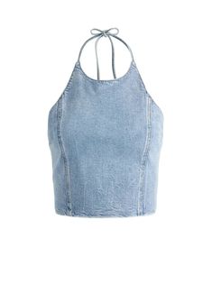 Mujer Top Corto Con Cuello Halter Y Lazo En Azul Georgia Vintage Jaymee | Alicia y Olivia Cropped Halter Top, Alice And Olivia, Halter Crop Top, Tie Neck, Halter Top, Neck Tie, Georgia, Dress Up, Blouses