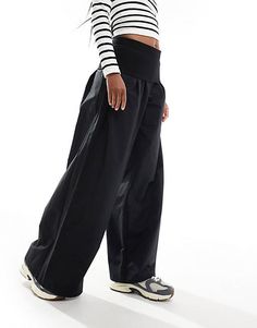 Bershka poplin fold over wide leg pants in black | ASOS Spring Baggy Wide-leg Parachute Pants, Black High Waist Wide Leg Pants For Streetwear, Trendy Wide Leg Cotton Bottoms, Trendy Baggy High Waist Harem Pants, Trendy Wide Leg Harem Pants For Fall, Trendy Wide-leg Harem Pants For Fall, High Waist Cotton Parachute Pants For Fall, Baggy Wide Leg Harem Pants For Streetwear, Black Wide Leg Pants For Streetwear