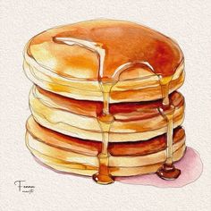 a stack of pancakes with syrup on top