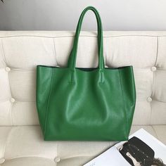 Color: green, Size: 51x15x33cm Handmade Leather Bag Woman, Handbag Big, Natural Leather Bag, Luxury Leather Bag, Big Handbags, Red Tote Bag, Big Shoulders, Red Tote, Leather Bag Women