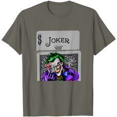 Joker T Shirt Funny Graphic T-shirt For Fans, Funny Graphic Design T-shirt For Fans, Funny Fan Merchandise T-shirt With Front Print, Pre-shrunk Green Pop Culture T-shirt, Green Pre-shrunk Pop Culture T-shirt, Funny Graphic Short Sleeve T-shirt, Joker T Shirt, The United States, United States