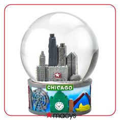 there is a snow globe with chicago in it