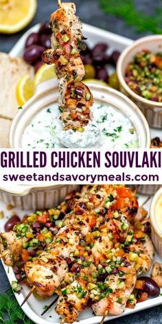 grilled chicken souvlaka with greek yogurt and olives