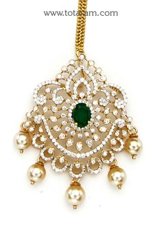 18 Karat Gold "Detachable" Diamond Maang Tikka cum Pendant - Papidi Billa with Color Stones & South Sea Pearls
  This Product can be used as pendant.
  This product has Inter Changeable Stones in the Pendant. 
  Gross Weight of the Pendant without Chain : 12.550 Grams
  Gross Weight of the Chain without Pendant : 1.950 Grams
  Length of the Pendant : 2.15 inches
  Width of the Pendant :  1.35 inches
 - 235-GT473 - in 14.500 Grams for USD $2,790.78 USD. 
Made in India by Totaram Jewelers Online t Traditional Diamond Pendant Necklace, Traditional Diamond Necklace With Single Cut Diamonds For Reception, Traditional Diamond Necklace With Accents For Festive Occasions, Traditional Single Cut Diamond Necklace For Reception, Elegant Yellow Gold Tikka For Diwali, Traditional Diamond Pendant Bridal Necklace, Traditional Bridal Necklace With Diamond Accents For Festive Season, Kundan Jewelry With Detachable Pendant For Weddings, Wedding Kundan Jewelry With Detachable Pendant