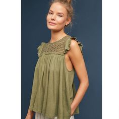 Brand New! Confirmed No Damages And Comes From A Smoke Free Environment. Must Clear Out Inventory! As It Appears On Model! (6093) Chic Tops With Crochet Trim, Chic Knit Tops With Crochet Trim, Casual Crochet Lace Blouse, Casual Green Open Knit Crochet Top, Green Casual Crochet Top With Crew Neck, Green Crochet Top With Pointelle Knit, Casual Green Crochet Top With Open Knit, Casual Embroidered Lace Top, Green Cotton Crochet Top With Crochet Trim