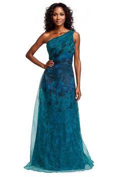 One Shoulder A-line Gown Ethereal Gown, Organza Gown, Printed Organza, Organza Gowns, Dream Dresses, Long Evening Gowns, Full Dress, Shoulder Cut, A Line Gown