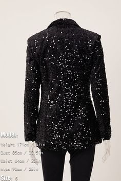 Expertly crafted with a PU Leather lapel and sequin embellishments, our Midnight Dream blazer exudes sophistication and style. The included up leather belt adds a touch of elegance, making this blazer perfect for any special occasion. Elevate your wardrobe with this must-have statement piece. Decoration Sequined Style Elegant Fabric Type Blended fabrics , Sequin , PU Material Polyester , Polyester Neckline Suit Collar Pattern Type Solid , Patchwork Sleeve Length Full Season Spring / Autumn , Winter Fabric Slight Stretch Notch Lapel Blazer For Fall Parties, Luxury Sequined Party Blazer, Party Blazer With Suit Collar, Fall Party Outerwear With Suit Collar, Long Sleeve Fall Party Blazer, Party Blazer With Notch Lapel, Luxury Embellished Party Blazer, Chic Notch Lapel Outerwear For Party, Long Sleeve Blazer For Fall Party