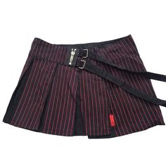 Brand New!! Very Rare!! Vintage Tripp Nyc Plaid Pleated Mini Skirt, Womens, Black, Red Pin Stripes, Black Pleats, Large Tripp Nyc Skirt Womens Mini Gothic Plaid Zippers Pleated Punk Grunge Measurements: Large: Length Laying Flat" 13" Waist Laying Flat: 16.5" Items Are From My Retail Store, Not A Private Home Check Out Our Other Amazing Listings For More Popular Brands And Styles Of Clothing! We Also Have Many Vintage Listings From Y2k Such As Emily The Strange, Ruby Gloom, Oopsy Daisy, Paul Fran Red Punk Style Skirt, Edgy Red Mini Skirt, Edgy Red Skirt For Spring, Red Punk Skirt For Summer, Tripp Nyc Skirt, Striped Skirt Outfit, Red Plaid Mini Skirt, Vintage Tripp Nyc, Skirt Png