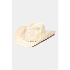 -One size fits most -Adjustable inner string -100% Paper Adjustable Casual Straw Hat, Adjustable Casual Straw Hat One Size, Adjustable Cream Fedora Straw Hat, Adjustable Cream Panama Hat In Country Style, Cream Straw Hat With Adjustable Short Brim, Adjustable Beach Fedora One Size, Trendy Beach Hats With Adjustable Fit, Adjustable Beach Fedora, Adjustable One Size Fedora For Beach