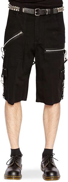 Punk Zipper Shorts Edgy Black Shorts With Belt Loops, Cotton Shorts With Zipper Closure, Summer Streetwear Bottoms With Zipper Closure, Edgy Cotton Shorts With Belt Loops, Punk Style Bottoms For Summer Concerts, Summer Punk Bottoms For Concerts, Summer Concert Punk Style Bottoms, Punk Style Shorts With Belt Loops, Punk Style Cotton Shorts For Streetwear