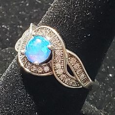 925 Sterling Silver Cz Opal Crossover Ring Opal And Czs Stamped 925 Sterling Silver Size 8 Sapphire Silver Ring, Hollow Ring, Rose Gold Plated Ring, Crossover Ring, Arrow Ring, Silver Heart Ring, Cz Rings Engagement, Ring Opal, Silver Ring Set