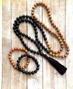 Mala Necklace Outfit, Sandalwood Bracelet, Necklace Outfit, Boho Chic Necklace, Beads Mala, Mala Meditation, Amulet Necklace, Matching Bracelet, Yoga Gifts