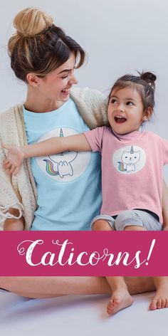 It's a cat! It's a unicorn! It's a Caticorn! Two of my favorite things in one. Planning a Mommy and Me Day? Why not show your little one that Mommy is the funnest ever! This meowgical shirt is available for Mommy, Daddy and Kids. Perfect for a Family Play Date. Support independent designers on Amazon. #unicorn #Caticorn #Playdate #MommyandMe Rainbow T Shirt, First Birthday Themes, Play Date, Unicorn Cat, Wedding Shirts, A Unicorn, Casual Wedding, Unicorn Party, My Favorite Things