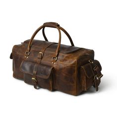 Trustpilot Our Goldman II buffalo leather duffel bag is the perfect weekend gateway partner for you because it is spacious, super stylish, and functional to carry all your travel necessities. This duffel makes a great carry-on for travel. Made from top-grain buffalo leather, this bag is handcrafted by skilled craftsmen to last for years. With a central compartment, this bag has enough space for carrying your clothes, shoes, accessories, etc. With 3 multiple pockets outside, you can better organi Buffalo Bag, Hunter Brown, Console Tv, Leather Duffel Bag, Travel Necessities, Leather Duffel, Baggage Claim, Leather Duffle Bag, Leather Duffle