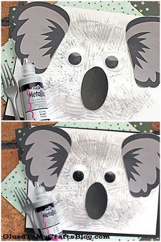 paper cut out of a koala bear with glue