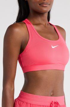 Work up a sweat on and off the pickleball court in this padded sports bra featuring wide straps and signature moisture-wicking tech. Racerback Dri-FIT moisture-wicking technology Lined 72% polyester, 28% spandex Machine wash, line dry Imported Pickleball Court, Padded Sports Bra, Nike Sports Bra, Fabric Gift Bags, Fabric Gifts, Free Fabric, Pickleball, Wide Straps, Bra Lingerie