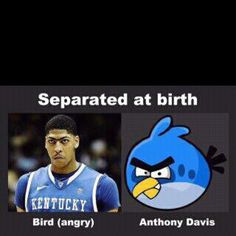 an angry bird is on the screen next to another blue bird and says, separated at birth