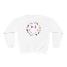 "Soft, cute, and trendy, this Phi Mu sorority crewneck sweatshirt will quickly become your go-to cozy Phi mu sweatshirt! Our apparel is incredibly soft, comfy, and \"feel like a hug\" when you wear them! We only print on high quality + soft materials, sustainably made and printed in the US. ♥ SIZING ♥ Unisex Sizing- For a more feminine, fitted look we recommend getting your size. For a more oversized look, we recommend sizing up. ♥ SHIP TIME ♥ Items may take up to 7 business days to process befo Trendy Multicolor Relaxed Fit Sweatshirt, Multicolor Fleece Crew Neck Sweatshirt, Multicolor Crew Neck Sweatshirt For Loungewear, Cute Multicolor Crew Neck Sweatshirt, Multicolor Crew Neck Sweatshirt For Streetwear, Multicolor Fleece Crew Neck Top, Multicolor Letter Print Sweatshirt Relaxed Fit, Multicolor Letter Print Relaxed Fit Sweatshirt, Fun Relaxed Fit Crew Neck Sweatshirt