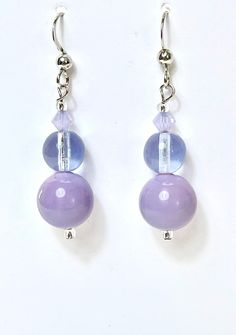 Frosted plum translucent Venetian Glass earrings with sterling french hooks. Coordinating necklace available  These beautiful, handmade earrings are suitable for all occasions and perfect gift for women.  Great for Christmas  Or gift to show love and friendship.  Arrives in gift box ready for giving. Adjustable Purple Jewelry With Lever Back Ear Wires, Hypoallergenic Purple Round Bead Earrings, Purple Czech Glass Earrings For Gift, Purple Glass Beads For Jewelry Crafting, Purple Glass Jewelry For Jewelry Making, Nickel-free Purple Glass Jewelry, Purple Czech Glass Dangle Earrings, Purple Czech Glass Drop Earrings, Purple Dangle Earrings With Czech Glass