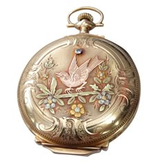 Elgin Hunter Case 14k Yellow, White And Rose Gold And Diamond Pocket Watch circa 1917 Vintage Gold Watch, Gold Diamond Watches, Gold Pocket Watch, Diamond Watches, Gold Watches, Fob Watch, Pocket Watch Antique, Vintage Pocket Watch, Pendant Watches