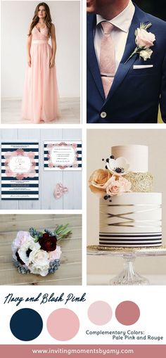 the wedding color scheme is pink, blue and white with an elegant touch to it