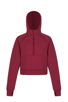 With an oversized fit and the soft, cozy fabric you love, this Threaded Hoodie silhouette keeps your post-practice comfort at peak levels. Sporty Funnel Neck Hoodie With Drawstring, Sporty Hoodie With Funnel Neck And Drawstring, Sporty Funnel Neck Hoodie, Oversized Functional Sports Hoodie, Oversized Functional Hoodie For Sports, Athleisure Hoodie With Ribbed Cuffs And Funnel Neck, Red Fleece Activewear For Winter, Red Fleece Athleisure Activewear, Winter Red Fleece Activewear