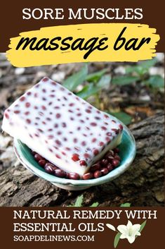 Natural sore muscle remedy. Essential oil massage bar recipe inspired by Lush. DIY massage bars with essential oils & adzuki beans to massage and warm skin to soothe away sore muscle pain for natural holistic sore muscle relief. Made with a few simple natural ingredients, this DIY Lush massage bar recipe is the perfect dupe to make at home. Made using a combination of cinnamon and peppermint essential oils, this recipe helps to ease and soothe sore muscles. #soremusclerelief #essentialoils Lush Massage Bar, Sore Muscle Relief, Massage Bar, Adzuki Beans, Essential Oils For Massage, Massage Bars, Natural Healing Remedies, Diy Remedies, Bar Recipe