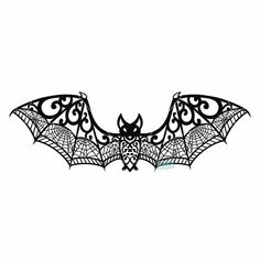 a bat with intricate designs on it's wings