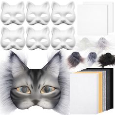 PRICES MAY VARY. paper mask, felt fabric sheet, plastic mesh canvas sheets, faux fur fabric strips Complete Therian Mask DIY Set: we provide you with 6 paper cat masks, 10 sheets of felt fabric sheet measuring about 7.87 x 11.81 inches/ 20 x 30 cm, thickness about 1 mm, 2 plastic mesh sheets measuring about 3.94 x 3.94 inches/ 10 x 10 cm, 1 set of faux fur fabric precut strip, this is a complete DIY kit, you can dye these into the color you want according to your needs White Cat Therian Mask: th How To Felt A Therian Mask, Halloween Therian Mask, Felt Animal Masks Diy, Cat Mask Ideas, Therian Quads, Animal Masks Diy, Cat Therian Mask, Cat Mask Diy, Therian Gear