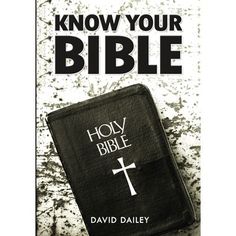 a book cover with the words know your bible written in white on it and an image of a cross