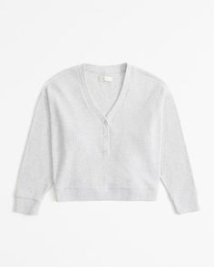 Women's Lounge Cozy Rib Henley Crew | Women's Tops | Abercrombie.com Relaxed Fit Henley For Spring Loungewear, Spring Henley In Relaxed Fit For Loungewear, Spring Henley With Relaxed Fit For Loungewear, Relaxed Fit Henley For Fall Loungewear, Henley Loungewear For Fall, Fall Ribbed Henley For Loungewear, Fall Henley With Button Closure For Loungewear, Casual Henley With Buttons For Loungewear, American Clothing