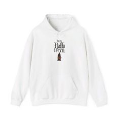 Unisex Heavy Blend™ Hooded Sweatshirt for Halloween   | eBay White Halloween Hoodie, Horror Themed Halloween Sweatshirt With Graphic Print, Halloween Hooded Spooky Sweatshirt, Spooky Halloween Cotton Hoodie, Halloween Horror Fan Merchandise T-shirt, Hooded Sweatshirts, Active Wear, Mens Accessories, Sweatshirts Hoodie