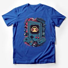 Retro Gaming T-Shirt, Vintage Pixel Art Gamer Tee, Unisex Console Graphic Shirt, 80s 90s Video Game Top, Nostalgic Gaming Gift Idea Male T-Shirt Custom graphic T-Shirt.Customize your color Retro Blue T-shirt With Cartoon Print, Blue Grunge Top With Graphic Design, Blue Grunge Graphic Design Tops, Blue Grunge T-shirt With Graphic Print, Blue Grunge Graphic Print T-shirt, Gamer Graphic Print Short Sleeve Tops, Retro Blue Cartoon Print Tops, Retro Blue Tops With Cartoon Print, Blue Retro Cartoon Print Top