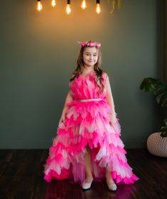 Hot Pink Dress, Ruffled Layers Dress, Long Girl Dress, Prom Ball Gown, Birthday Party Dress, High-Low Dress, Wedding, Flower Girl Dress, Dressy Girl Dress, Special Occasion, Toddler Dress, Photoshoot Dress, Pageant Dress This stylish girl dressy dress have very original fashionable design and made of high-quality tulle will be perfect for any celebration....birthday, wedding, parties, Christmas, photography, Valentine's Day, dance, evening, flower girl  dress, ball gown, festivals wear, dance, d Layers Dress, Gown Birthday, Layers Long, Baby Birthday Dress, Dress Photoshoot, Dressy Dress, Girls Long Dresses, Celebration Birthday