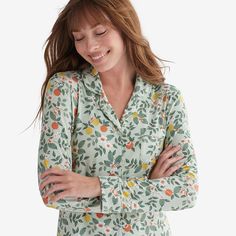 {"Fresh and floral, our TENCEL™ Modal Jersey Knit Nightshirt is available in your choice of two pretty botanical prints from Rifle Paper Co. It's so incredibly soft, you’ll want to change into it as soon as you get home—in other words, way before bedtime. You’ll also love the easy, relaxed fit that's perfect for lazy lounging or catching your ZZZs. The dreamy design is made of a super-soft and breathable TENCEL™ Modal blend, a sustainable fabric we love for its temperature regulating and moistur Citrus Grove, Dreamy Design, Knit Loungewear, The Company Store, Sustainable Fabric, Family Event, Night Shirt, Sustainable Fabrics, Botanical Prints