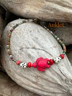 Dark Moon Turtle Anklet Beach Style Jewelry, Turtle Anklet, Stone Anklet, Crab Claw, Handmade Boho Jewelry, Beach Bracelet, Boho Life, Beach Anklets, Boho Jewellery