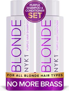 PRICES MAY VARY. ★ THE BEST PURPLE SHAMPOO AND CONDITIONER SET FOR BLONDE HAIR - Working together, the NYK1 Blonde purple hair shampoo and conditioner perfectly complement one another and enhances the vibrancy of blonde hair whilst leaving your hair silky smooth. Both the shampoo and conditioner for blonde hair are color safe. ★ NEUTRALIZES & REMOVES YELLOW BRASSY TONES - Our Sulfate Free Purple Shampoo and Purple Conditioner For Blonde Hair is formulated to reduce and remove unwanted brassy yel Toner For Bleached Hair, Silver Hair Toner, Shampoo For Bleached Hair, Purple Toner, Silver Hair Shampoo, Toner For Blonde Hair, Blonde Hair Types, Purple Shampoo For Blondes, Best Purple Shampoo