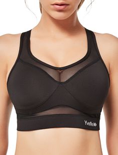 PRICES MAY VARY. 【Ideal Sports Bras for Women】 Made with lightweight, moisture-wicking technology metial fabric. Yvette sports bra offers you high support and extrmely comfort. 【Perfect Combination of Sports and Sexy】Mesh design promotes air circulation and breathability, enhances the sweat-wicking performance. Unique sexy mesh design makes you stand out from the group. 【High Support Sport Bra】 Great support with elastic band, reduces shock from high impact workout. Offers enough support you nee Best Bras For Large Bust, Bras For Large Bust, High Impact Bra, Gym Bra, Pretty Bras, Mesh Sports Bra, Bra For Women, Best Bras, High Impact Sports Bra