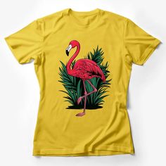 Tropical Flamingo T-Shirt, Vibrant Pink Bird Graphic, Casual Summer Tee, Unisex Top Female T-Shirt Custom graphic T-Shirt.Customize your color Yellow T-shirt With Front Print, Yellow Short Sleeve T-shirt With Front Print, Casual Cotton T-shirt With Flamingo Print, Casual Crew Neck T-shirt With Flamingo Print, Yellow T-shirt With Sublimation Print, Yellow Sublimation Print Short Sleeve T-shirt, Yellow Short Sleeve T-shirt With Sublimation Print, Yellow T-shirt With Sublimation Print Short Sleeves, Pink Flamingo Print Short Sleeve T-shirt